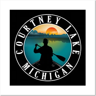 Courtney Lake Canoeing Michigan Sunset Posters and Art